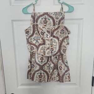 Floral Patterned Sleeveless 2 Piece Set - Top And Skirt